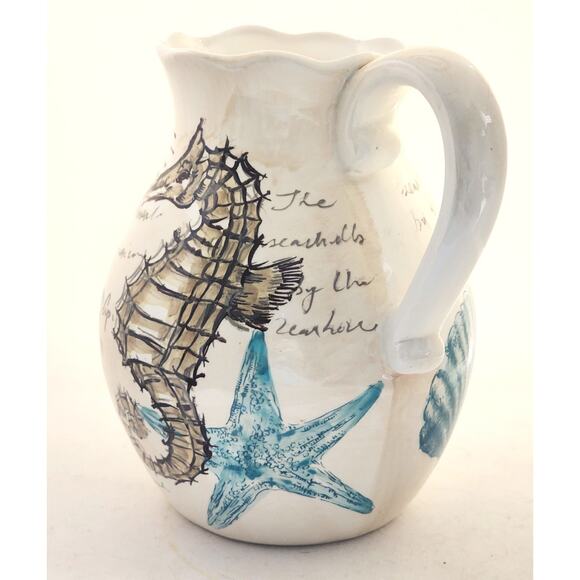 PITCHER/VASE-MAXCERA-STAMP SEAHORSE-Large Pourer-Seahorse Ocean Motif-10 Cups - Picture 5 of 11